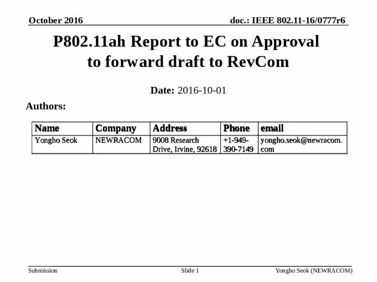 PPT-October 2016 Yongho Seok