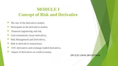 MODULE I Concept of Risk and Derivative