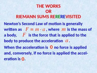 THE WORKS OR RIEMANN  SUMS