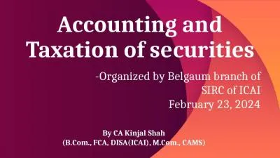 Accounting and Taxation of securities