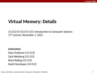 Virtual Memory: Details 15-213/14-513/15-513: Introduction to Computer Systems