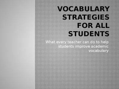 Vocabulary strategies for all students