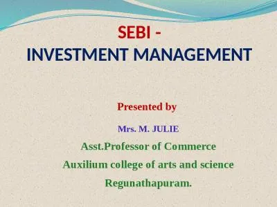 SEBI - INVESTMENT MANAGEMENT