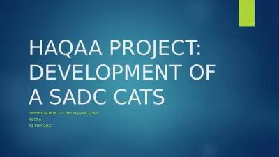 HAQAA PROJECT: DEVELOPMENT OF A SADC CATS