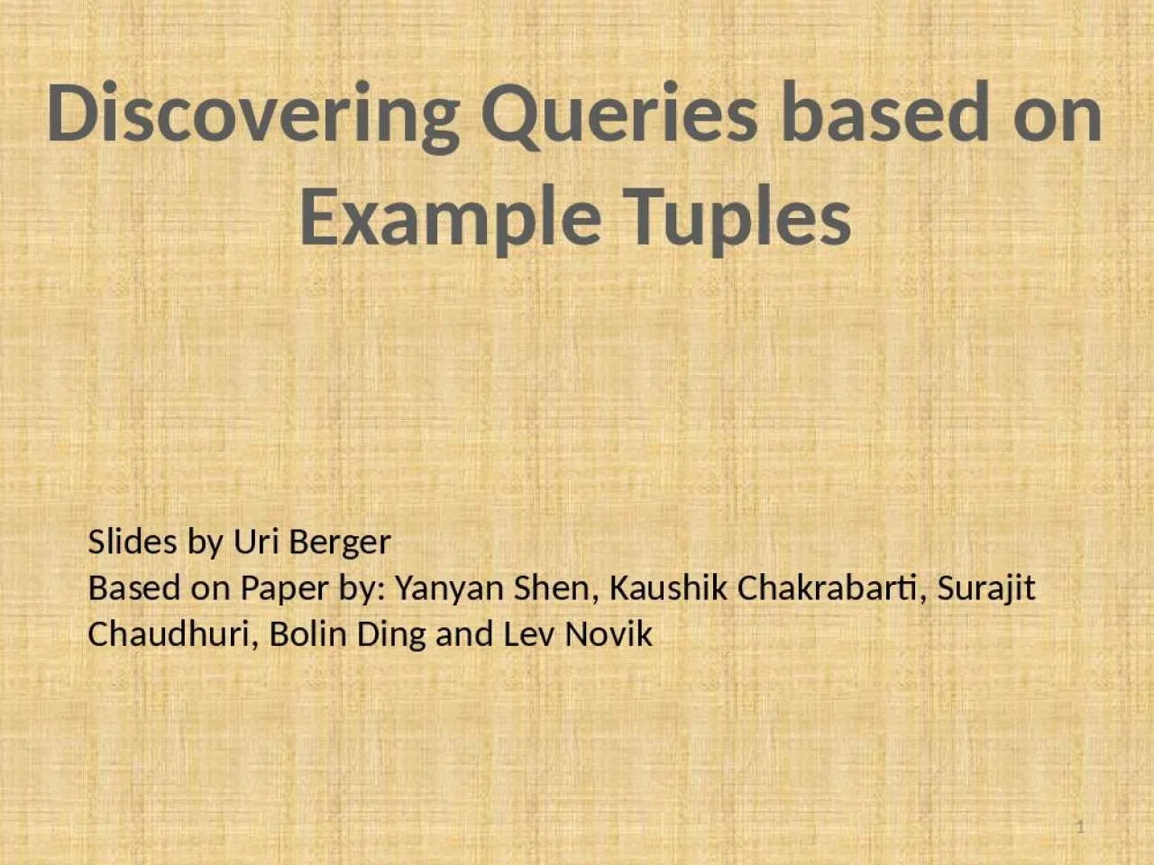 PPT-Discovering Queries based on