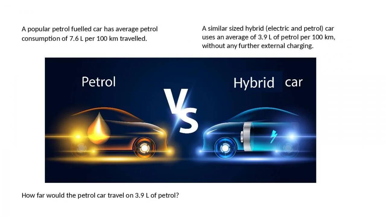 PPT-A popular petrol fuelled car has average petrol consumption of 7.6 L per 100 km travelled.