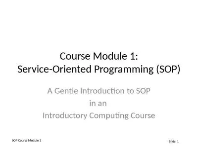 Course Module 1: Service-Oriented Programming (SOP)