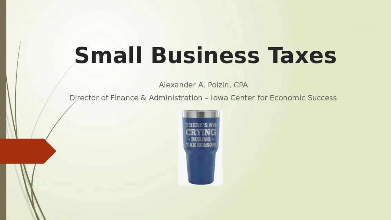 PPT-Small Business Taxes Alexander A. Polzin, CPA