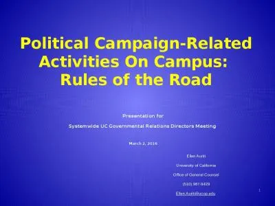 Political Campaign-Related Activities On Campus: