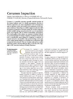 Cerumen ImpactionDANIEL F. MCARTER, MD, A. URSULLA COURTNEY, MD, andSU
