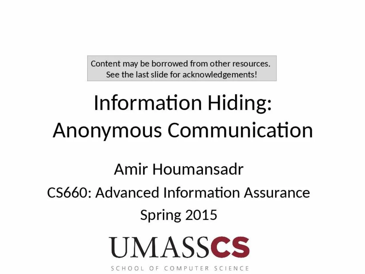 PPT-Information Hiding: Anonymous Communication