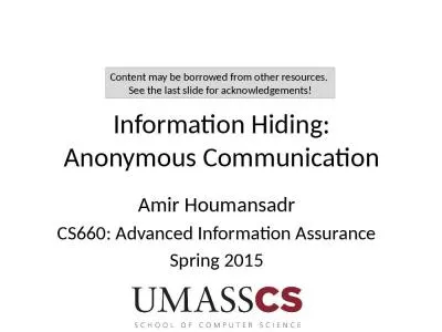 Information Hiding: Anonymous Communication