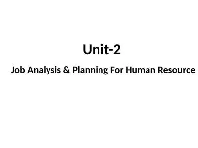 Unit-2   Job  A nalysis &