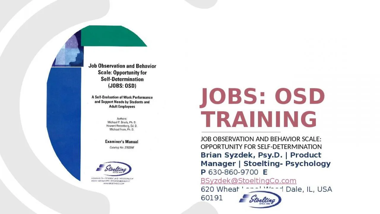 PPT-JOBS: OSD Training JOB Observation and Behavior Scale: Opportunity for Self-determination