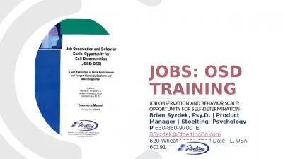 JOBS: OSD Training JOB Observation and Behavior Scale: Opportunity for Self-determination