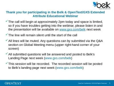 Thank you for participating in the Belk & OpenText/GXS Extended Attribute Educational