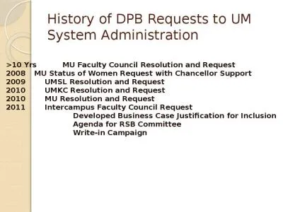 History of DPB Requests to UM System Administration