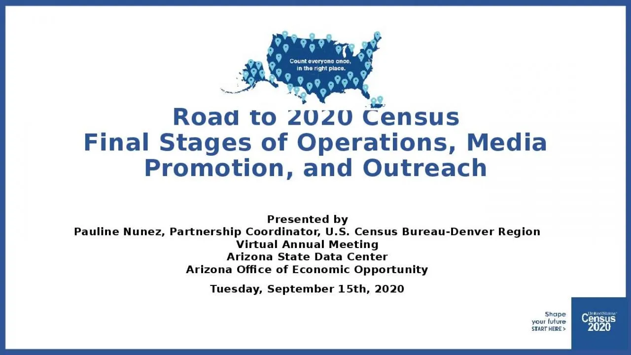 PPT-Road to 2020 Census Final Stages of Operations, Media Promotion, and Outreach