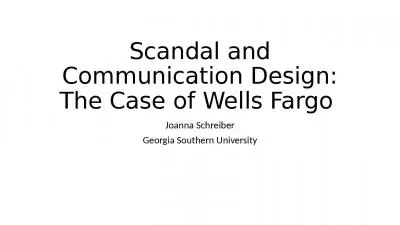 Scandal and Communication Design: The Case of Wells Fargo