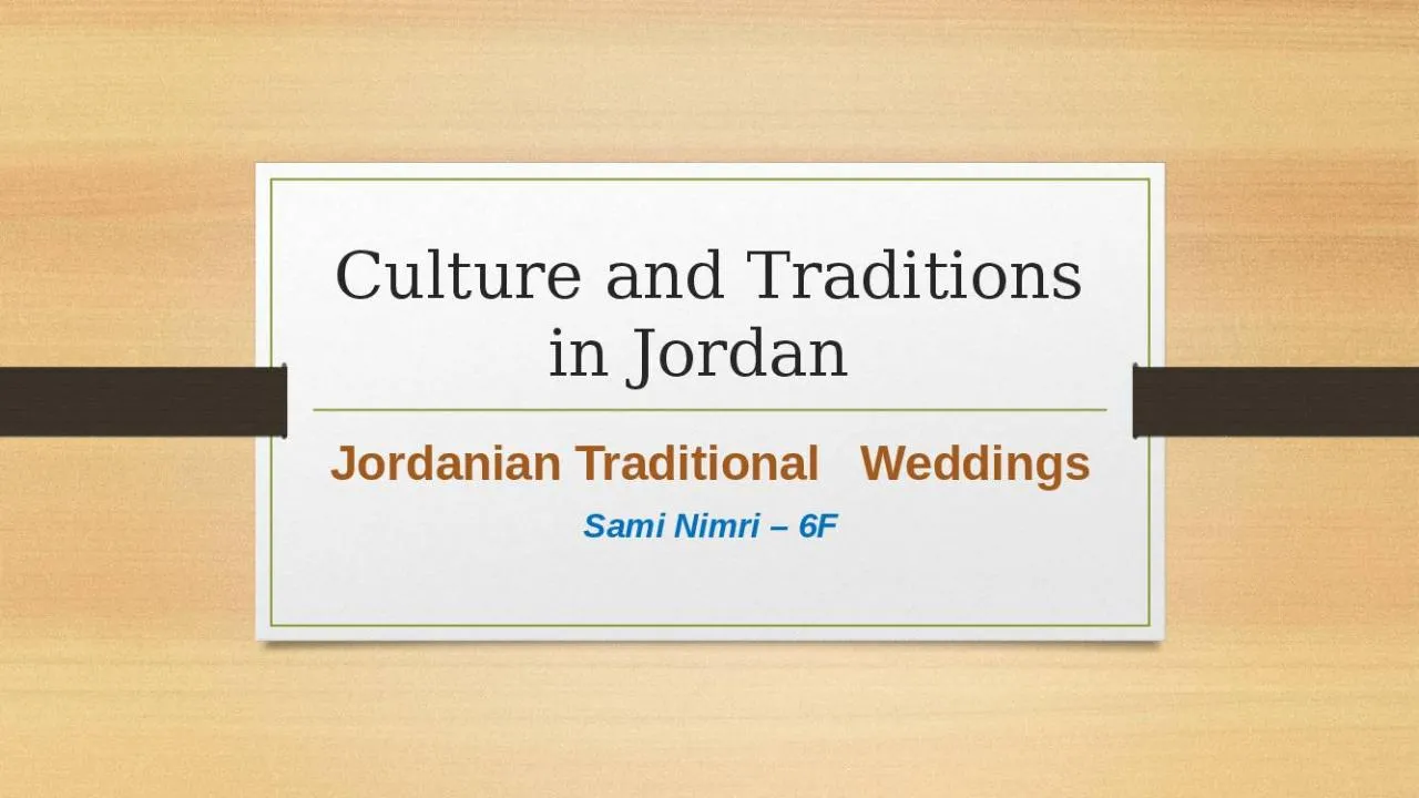 PPT-Culture and Traditions in Jordan