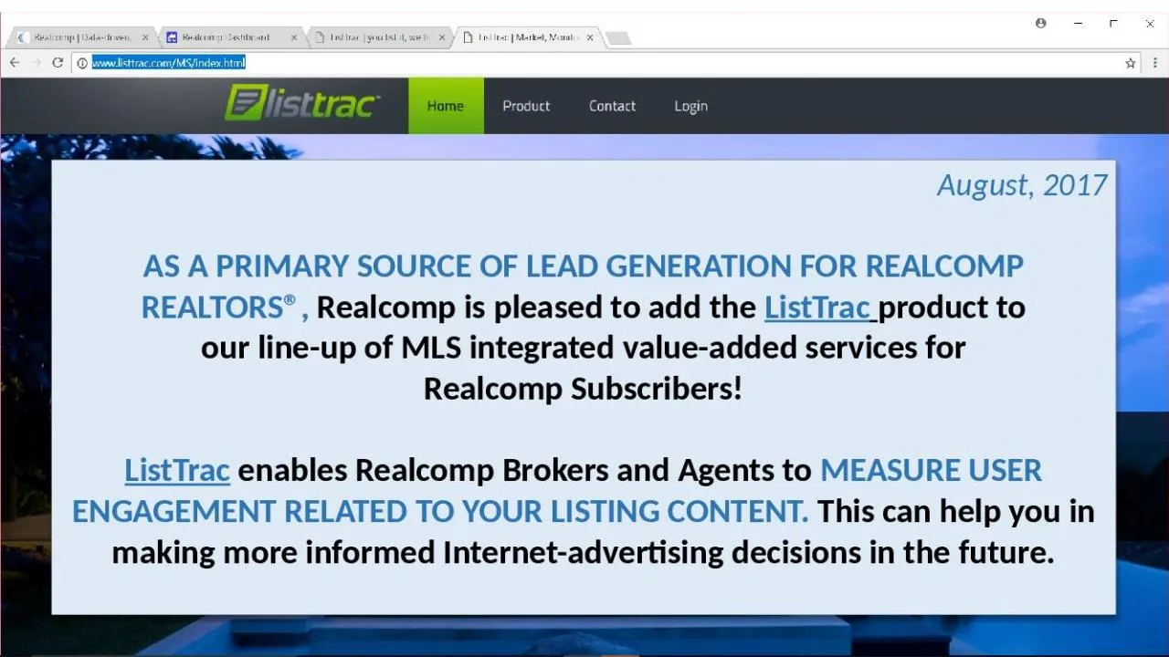 PPT-August, 2017 AS A PRIMARY SOURCE OF LEAD GENERATION FOR REALCOMP REALTORS®,