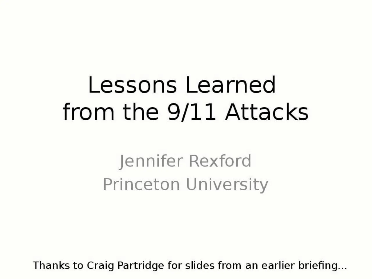 PPT-Lessons Learned from the 9/11 Attacks