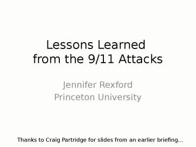 Lessons Learned  from the 9/11 Attacks