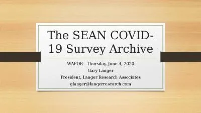 The SEAN COVID-19 Survey Archive