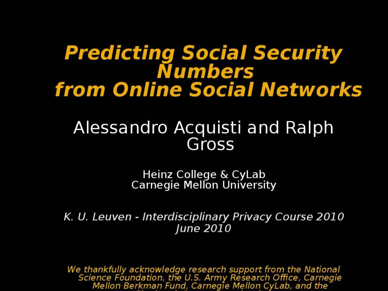 PPT-Predicting Social Security Numbers