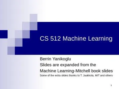 1 CS 512 Machine Learning