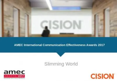 Slimming World AMEC International Communication Effectiveness Awards 2017