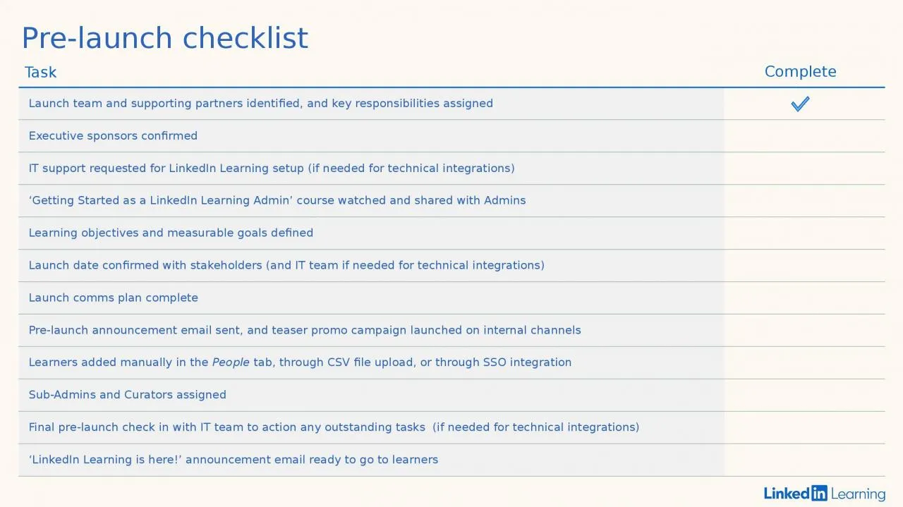 PPT-Task Complete  Pre-launch checklist