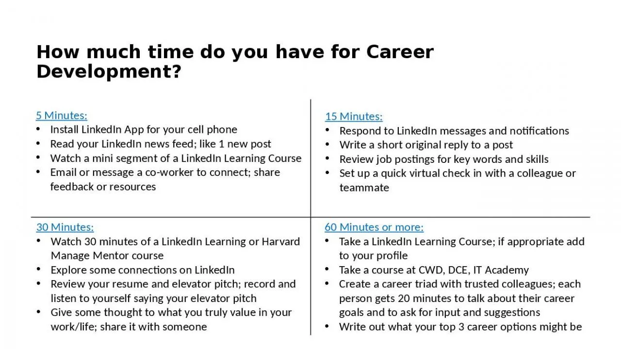 PPT-How much time do you have for Career Development?