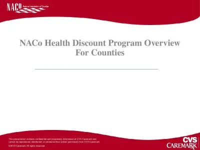 NACo Health Discount Program Overview For Counties