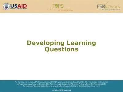 Developing Learning Questions