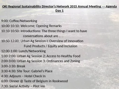 OKI Regional Sustainability Director’s Network 2015 Annual Meeting