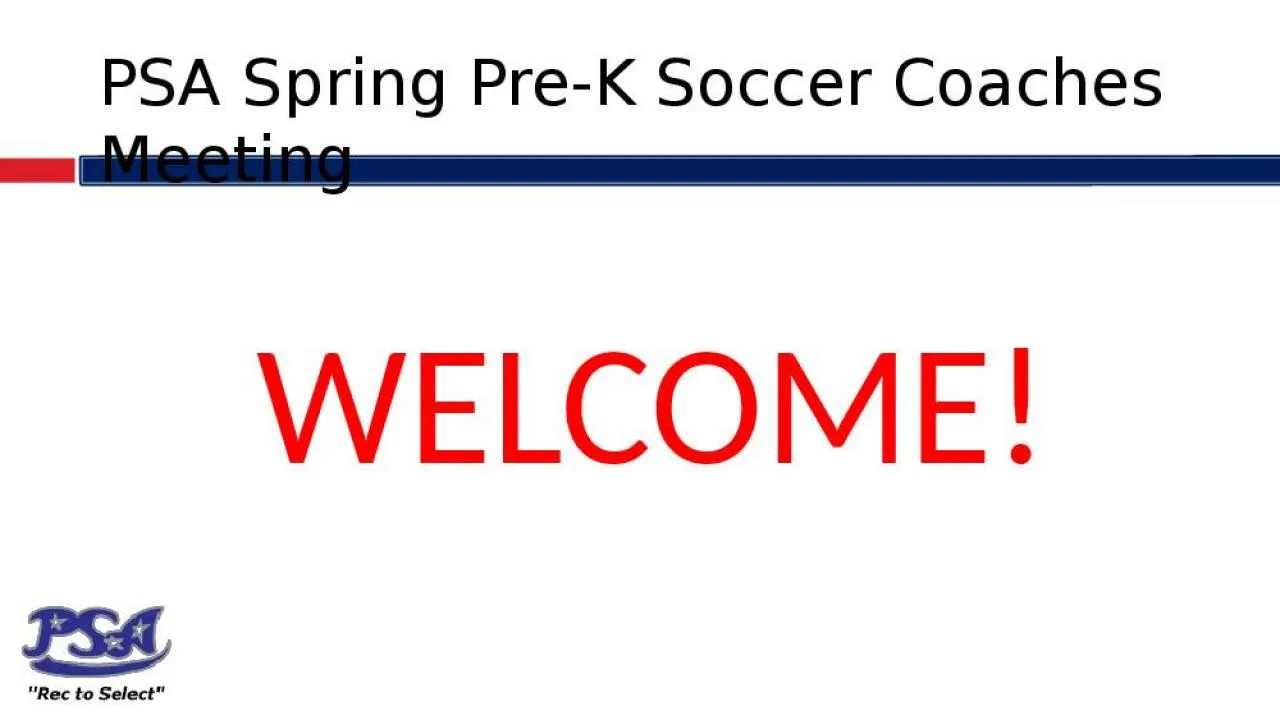 PPT-PSA Spring Pre-K Soccer Coaches Meeting