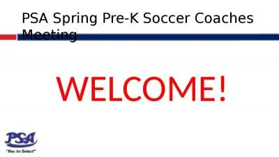 PSA Spring Pre-K Soccer Coaches Meeting