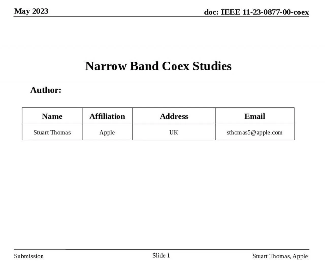 PPT-Narrow Band Coex Studies