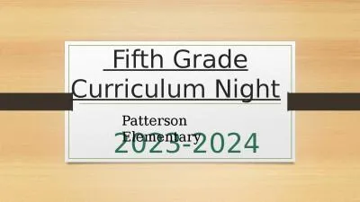 Fifth Grade Curriculum Night