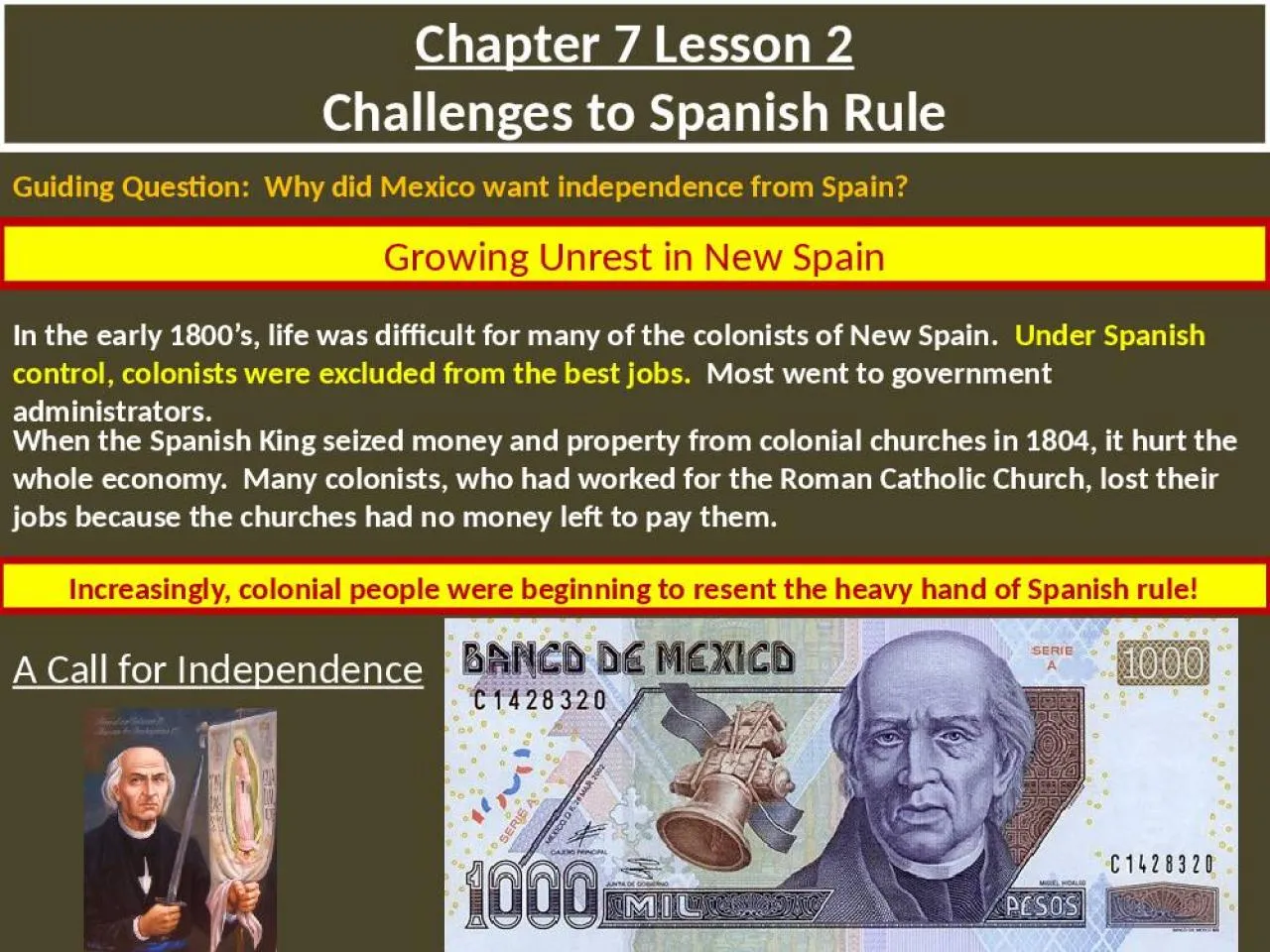 PPT-Chapter 7 Lesson 2 Challenges to Spanish Rule