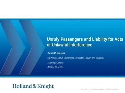 Unruly Passengers and Liability for Acts of Unlawful Interference