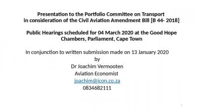 Presentation to the Portfolio Committee on Transport