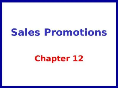 Sales Promotions Chapter 12