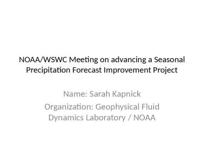 NOAA/WSWC Meeting on advancing a Seasonal Precipitation Forecast Improvement Project