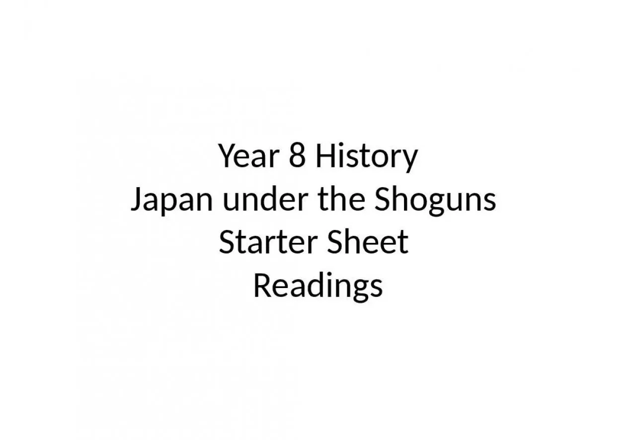 PPT-Year 8 History Japan under the Shoguns