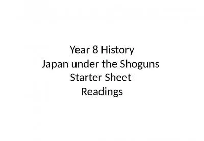 Year 8 History Japan under the Shoguns