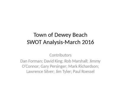 Town of Dewey Beach SWOT Analysis-March 2016