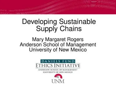 Developing Sustainable Supply Chains