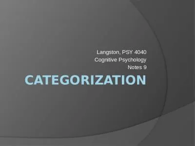 Categorization Langston, PSY 4040